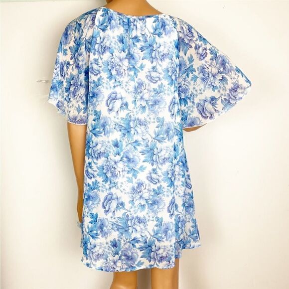 Show Me Your Mumu blue & white floral TOP tunic blouse size SMALL - Picture 4 of 9